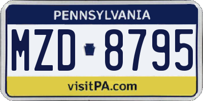 PA license plate MZD8795
