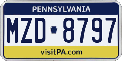 PA license plate MZD8797