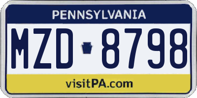 PA license plate MZD8798