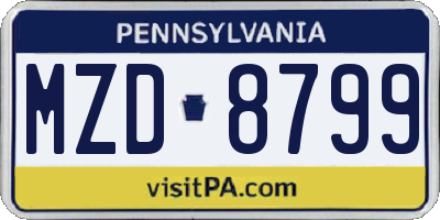 PA license plate MZD8799