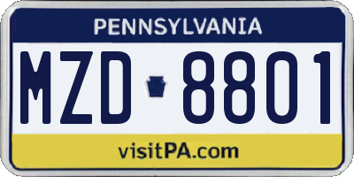 PA license plate MZD8801