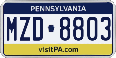 PA license plate MZD8803