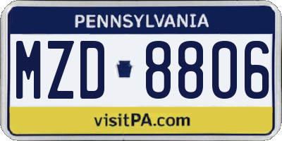PA license plate MZD8806