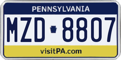 PA license plate MZD8807