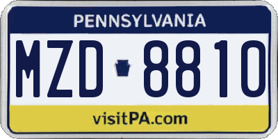 PA license plate MZD8810