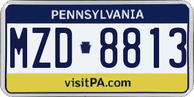 PA license plate MZD8813