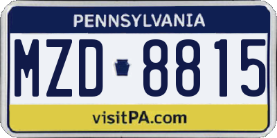 PA license plate MZD8815
