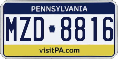 PA license plate MZD8816
