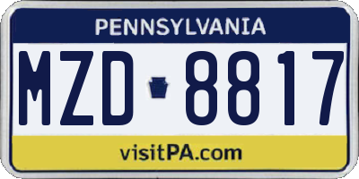 PA license plate MZD8817