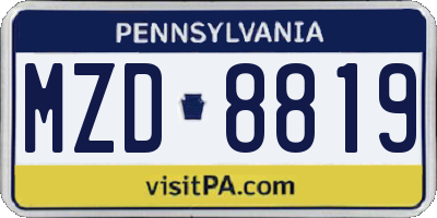 PA license plate MZD8819