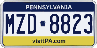 PA license plate MZD8823