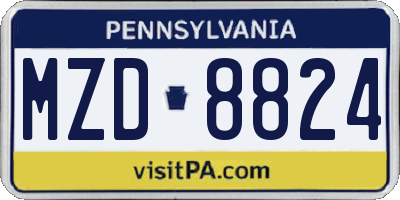 PA license plate MZD8824