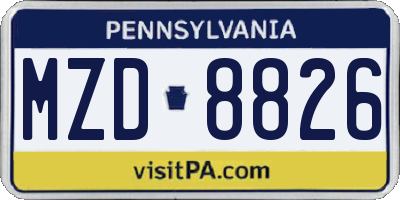 PA license plate MZD8826