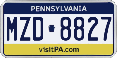 PA license plate MZD8827