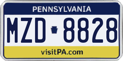 PA license plate MZD8828