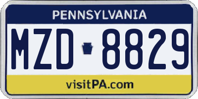 PA license plate MZD8829