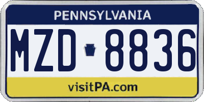 PA license plate MZD8836