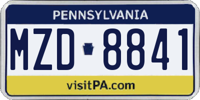 PA license plate MZD8841
