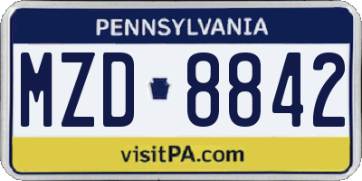 PA license plate MZD8842