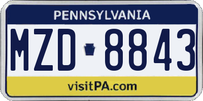 PA license plate MZD8843
