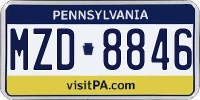 PA license plate MZD8846