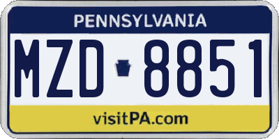PA license plate MZD8851