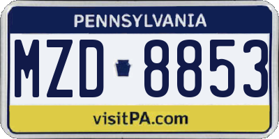 PA license plate MZD8853