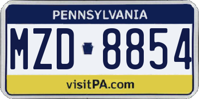 PA license plate MZD8854