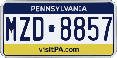 PA license plate MZD8857