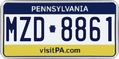PA license plate MZD8861