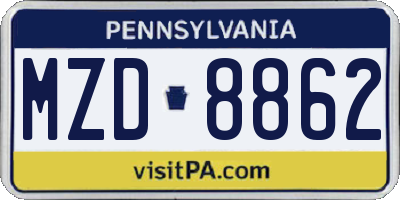 PA license plate MZD8862