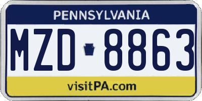 PA license plate MZD8863