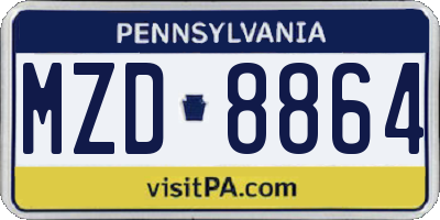 PA license plate MZD8864