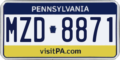 PA license plate MZD8871