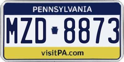 PA license plate MZD8873