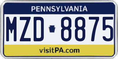 PA license plate MZD8875