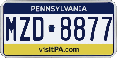 PA license plate MZD8877