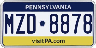 PA license plate MZD8878