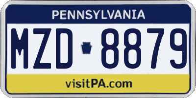 PA license plate MZD8879