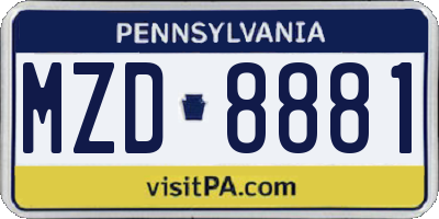 PA license plate MZD8881