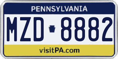 PA license plate MZD8882