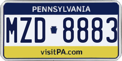 PA license plate MZD8883