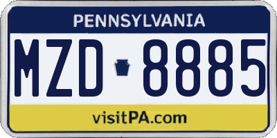 PA license plate MZD8885