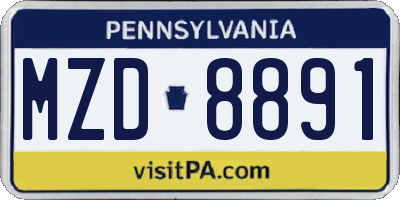 PA license plate MZD8891