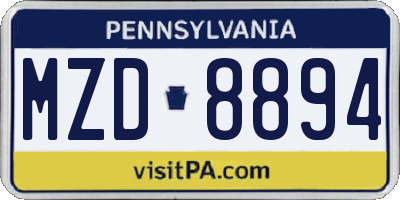 PA license plate MZD8894