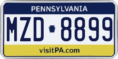PA license plate MZD8899