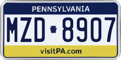 PA license plate MZD8907