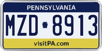 PA license plate MZD8913