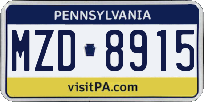 PA license plate MZD8915