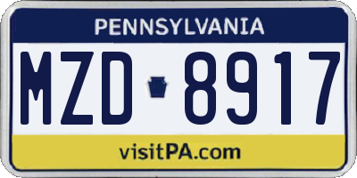 PA license plate MZD8917